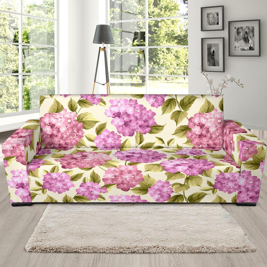 Hydrangea Pattern Print Design HD05 Sofa Slipcover-JORJUNE.COM