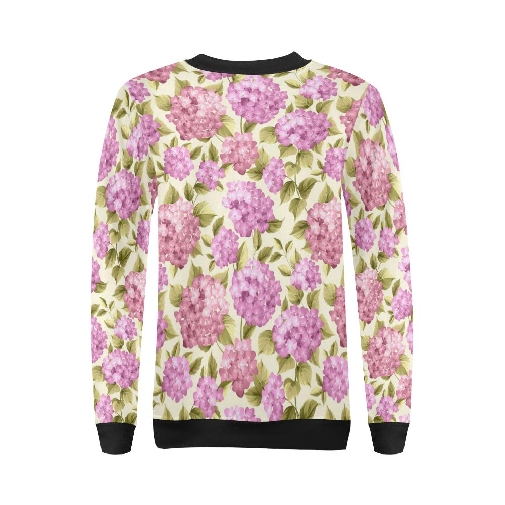 Hydrangea Pattern Print Design HD05 Women Long Sleeve Sweatshirt-JorJune