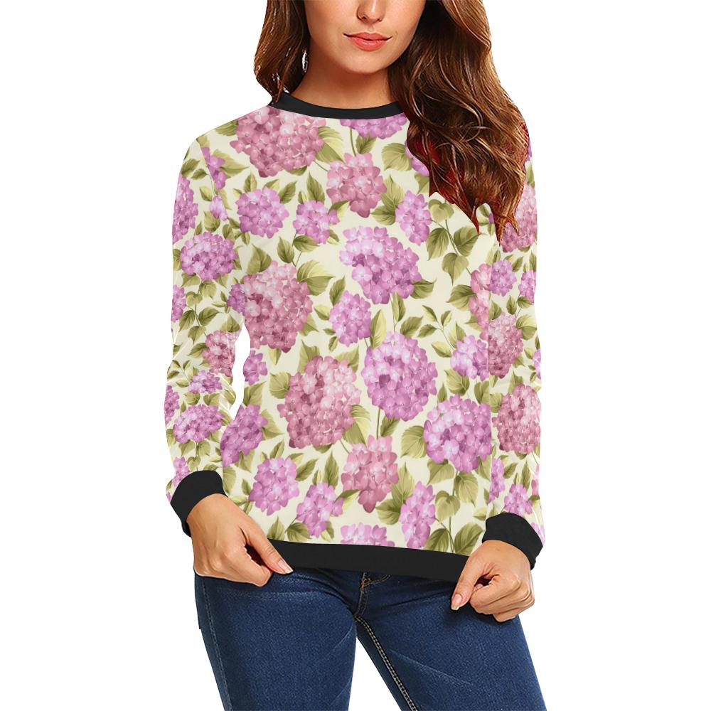 Hydrangea Pattern Print Design HD05 Women Long Sleeve Sweatshirt-JorJune