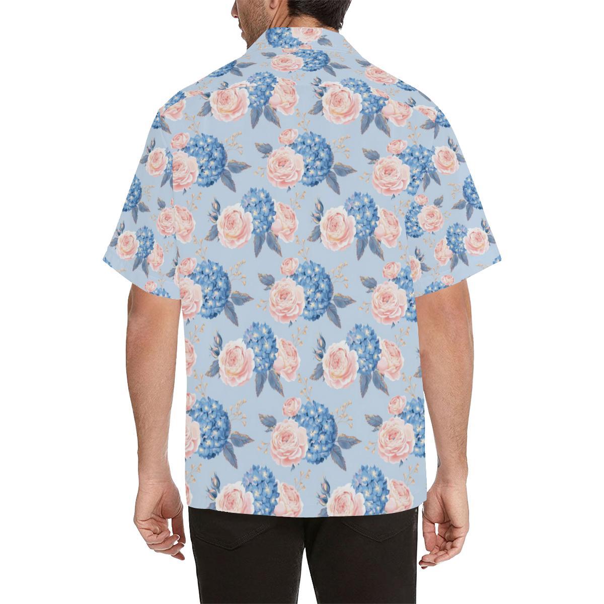Hydrangea Pattern Print Design HD06 Men Hawaiian Shirt-JorJune