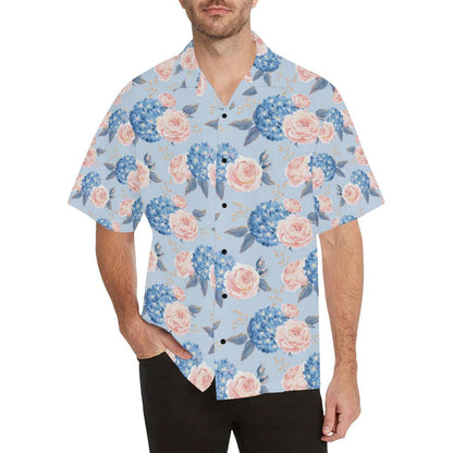 Hydrangea Pattern Print Design HD06 Men Hawaiian Shirt-JorJune