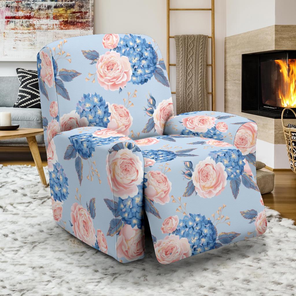 Hydrangea Pattern Print Design HD06 Recliner Slipcover-JORJUNE.COM