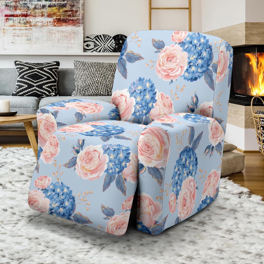 Hydrangea Pattern Print Design HD06 Recliner Slipcover-JORJUNE.COM