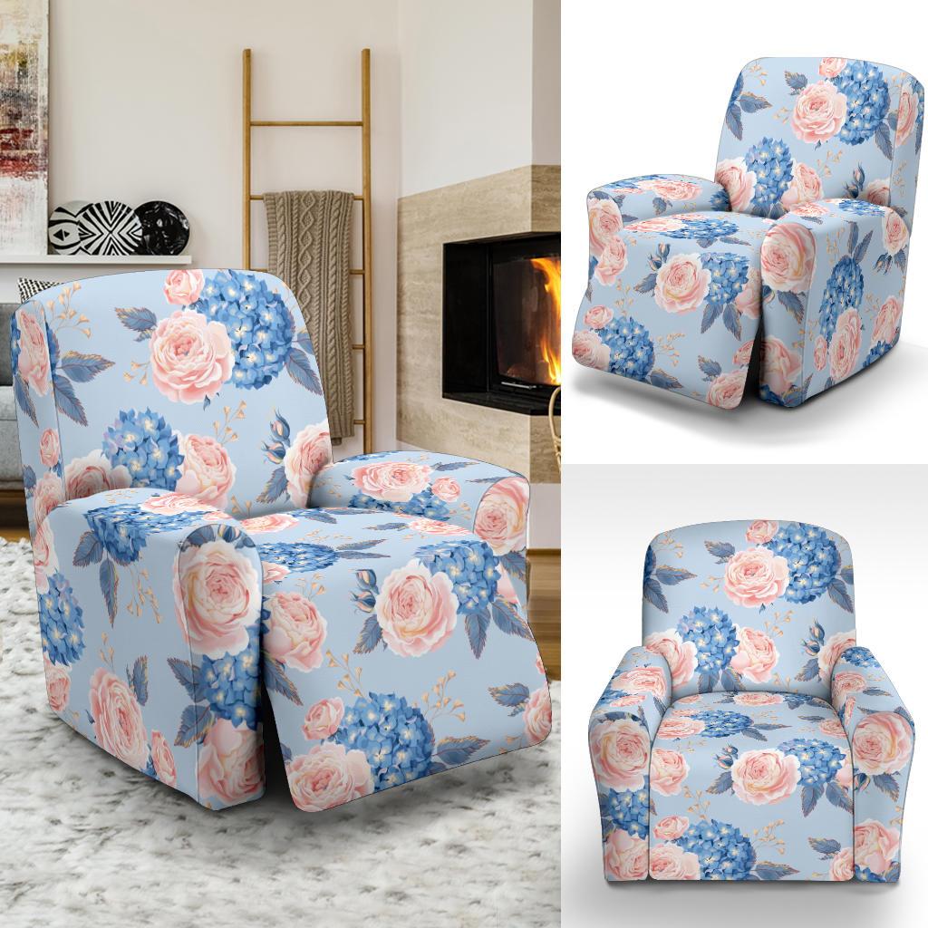 Hydrangea Pattern Print Design HD06 Recliner Slipcover-JORJUNE.COM
