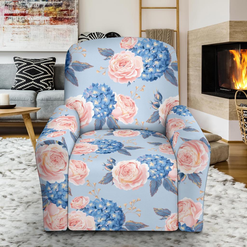 Hydrangea Pattern Print Design HD06 Recliner Slipcover-JORJUNE.COM