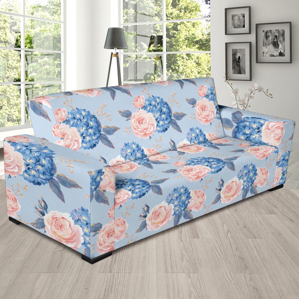 Hydrangea Pattern Print Design HD06 Sofa Slipcover-JORJUNE.COM