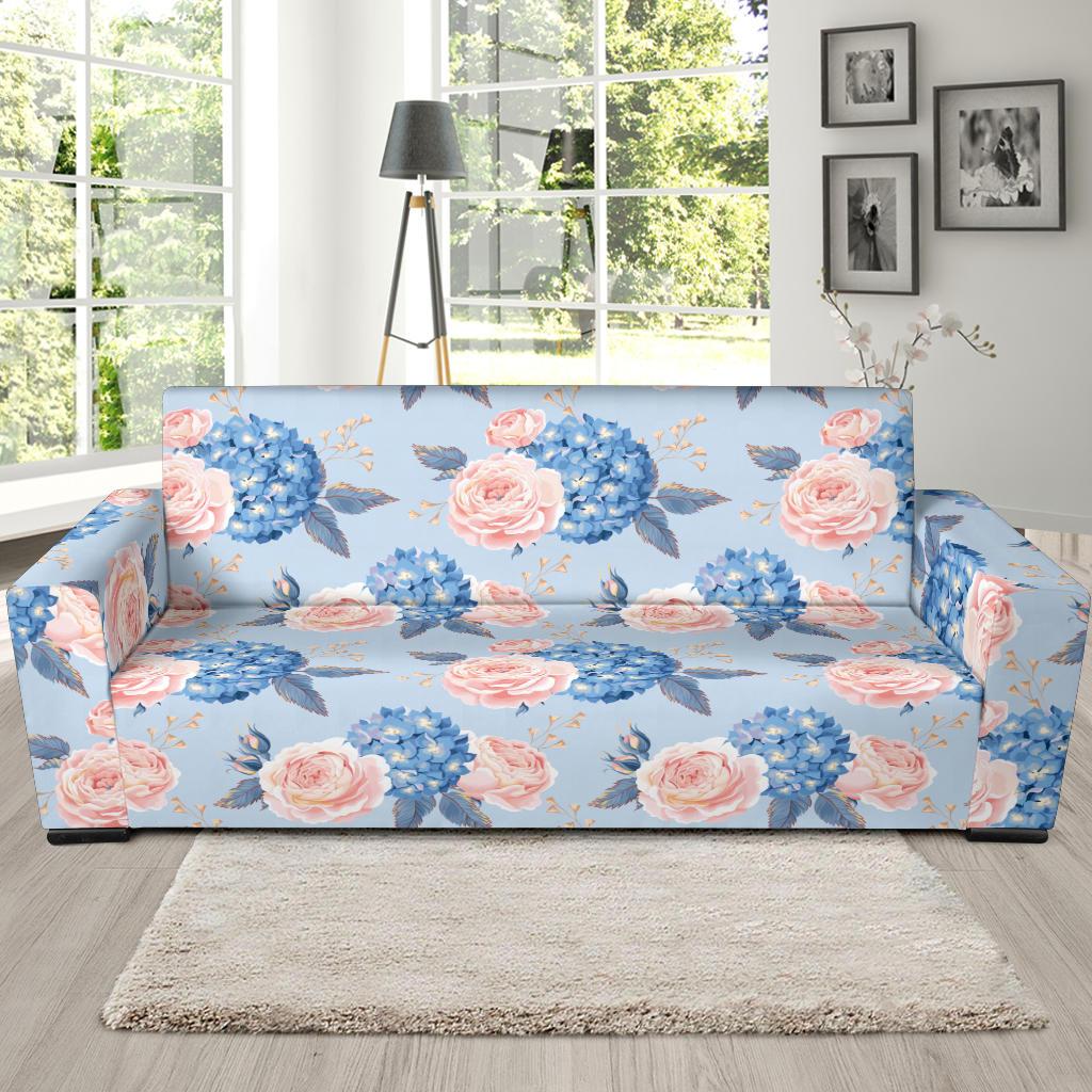 Hydrangea Pattern Print Design HD06 Sofa Slipcover-JORJUNE.COM