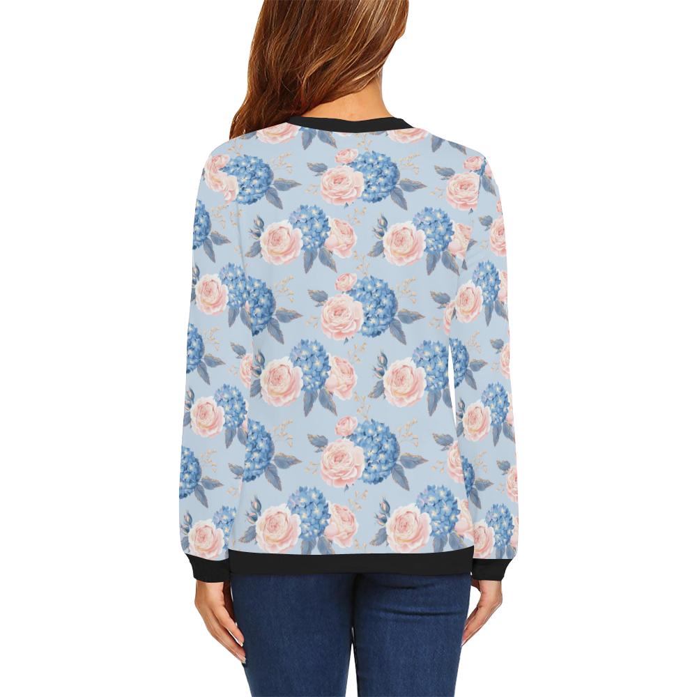 Hydrangea Pattern Print Design HD06 Women Long Sleeve Sweatshirt-JorJune