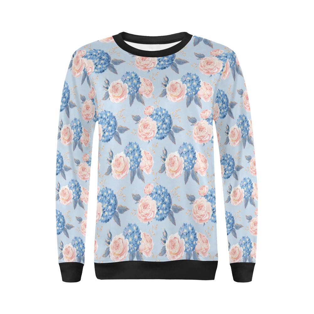 Hydrangea Pattern Print Design HD06 Women Long Sleeve Sweatshirt-JorJune