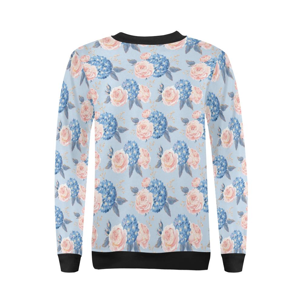 Hydrangea Pattern Print Design HD06 Women Long Sleeve Sweatshirt-JorJune