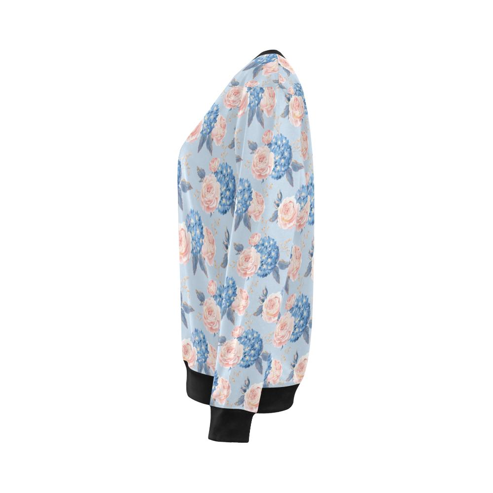 Hydrangea Pattern Print Design HD06 Women Long Sleeve Sweatshirt-JorJune