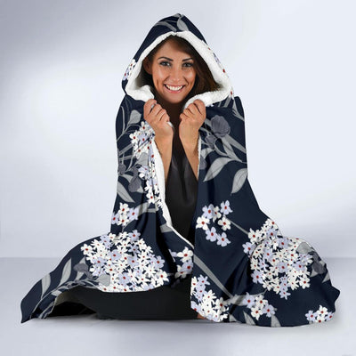 Hydrangea Pattern Print Design HD07 Hooded Blanket-JORJUNE.COM