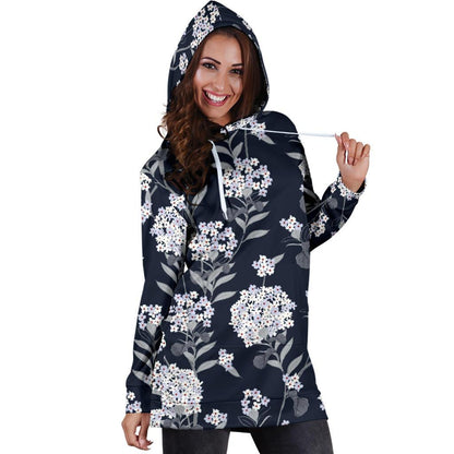 Hydrangea Pattern Print Design HD07 Women Hoodie Dress