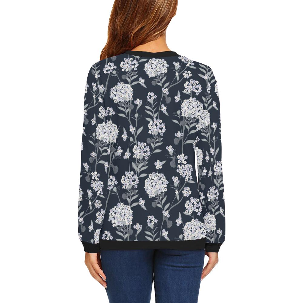 Hydrangea Pattern Print Design HD07 Women Long Sleeve Sweatshirt-JorJune
