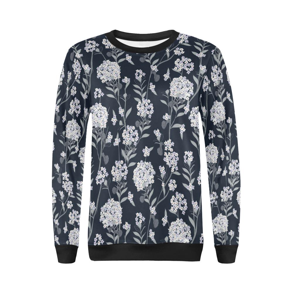 Hydrangea Pattern Print Design HD07 Women Long Sleeve Sweatshirt-JorJune