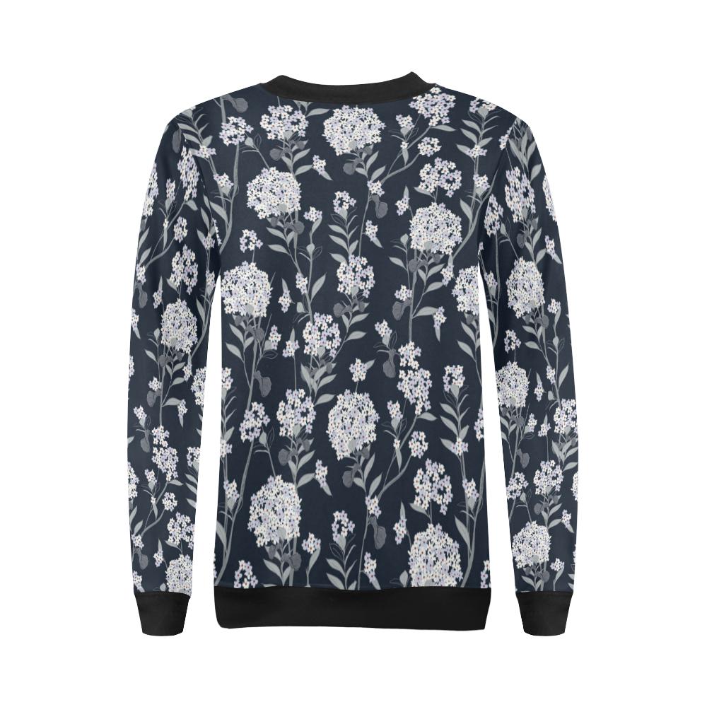 Hydrangea Pattern Print Design HD07 Women Long Sleeve Sweatshirt-JorJune