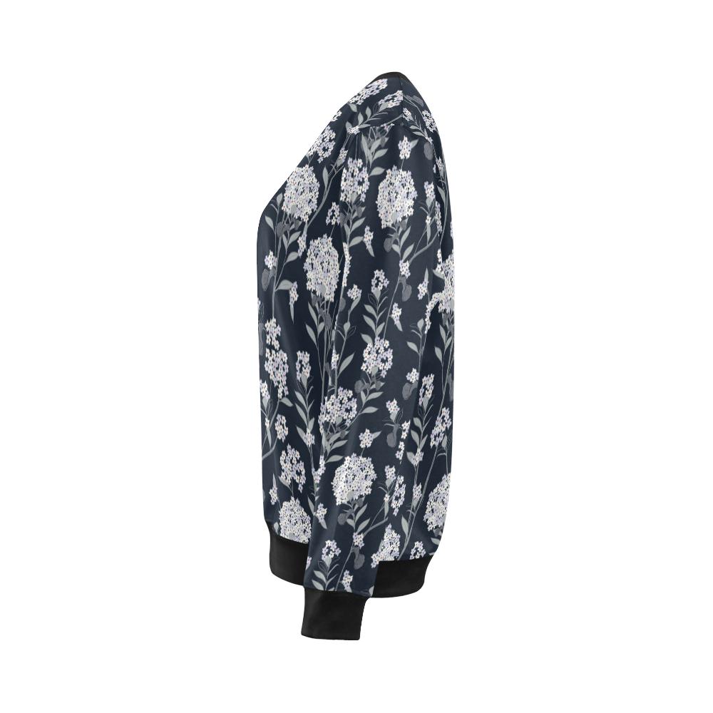 Hydrangea Pattern Print Design HD07 Women Long Sleeve Sweatshirt-JorJune