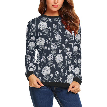 Hydrangea Pattern Print Design HD07 Women Long Sleeve Sweatshirt-JorJune