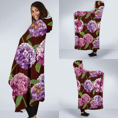 Hydrangea Pattern Print Design HD08 Hooded Blanket-JORJUNE.COM