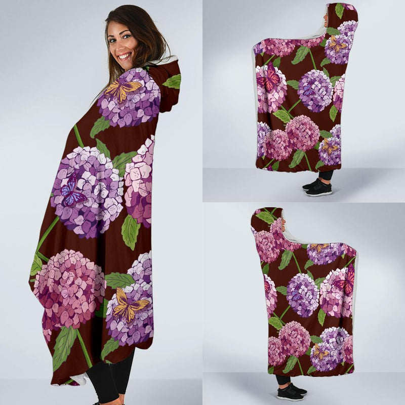 Hydrangea Pattern Print Design HD08 Hooded Blanket-JORJUNE.COM