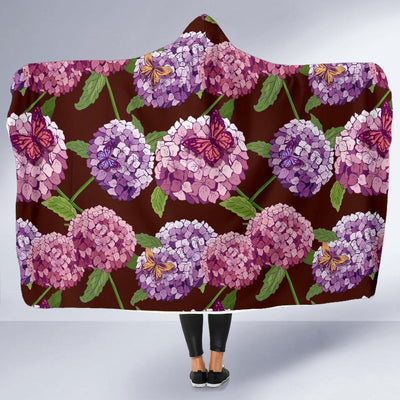 Hydrangea Pattern Print Design HD08 Hooded Blanket-JORJUNE.COM