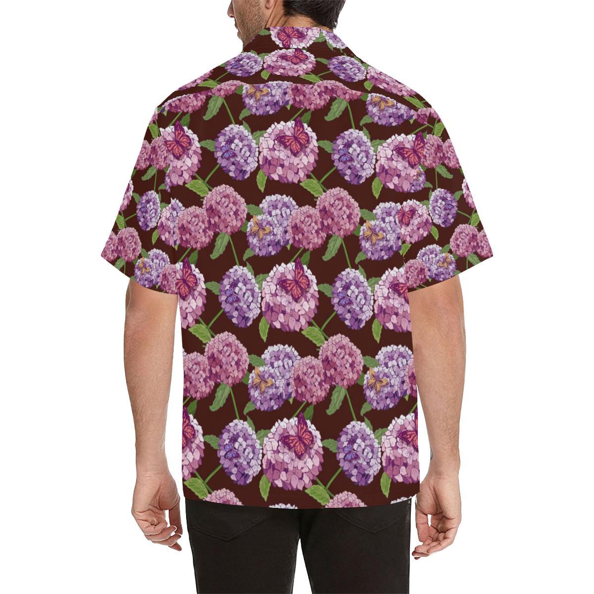 Hydrangea Pattern Print Design HD08 Men Hawaiian Shirt-JorJune