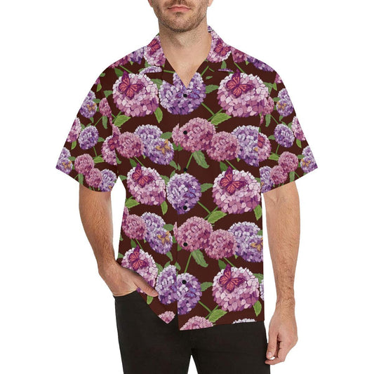 Hydrangea Pattern Print Design HD08 Men Hawaiian Shirt-JorJune