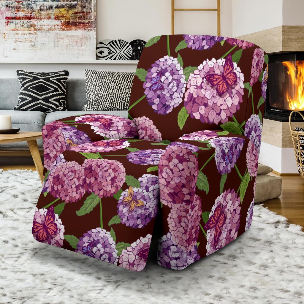Hydrangea Pattern Print Design HD08 Recliner Slipcover-JORJUNE.COM