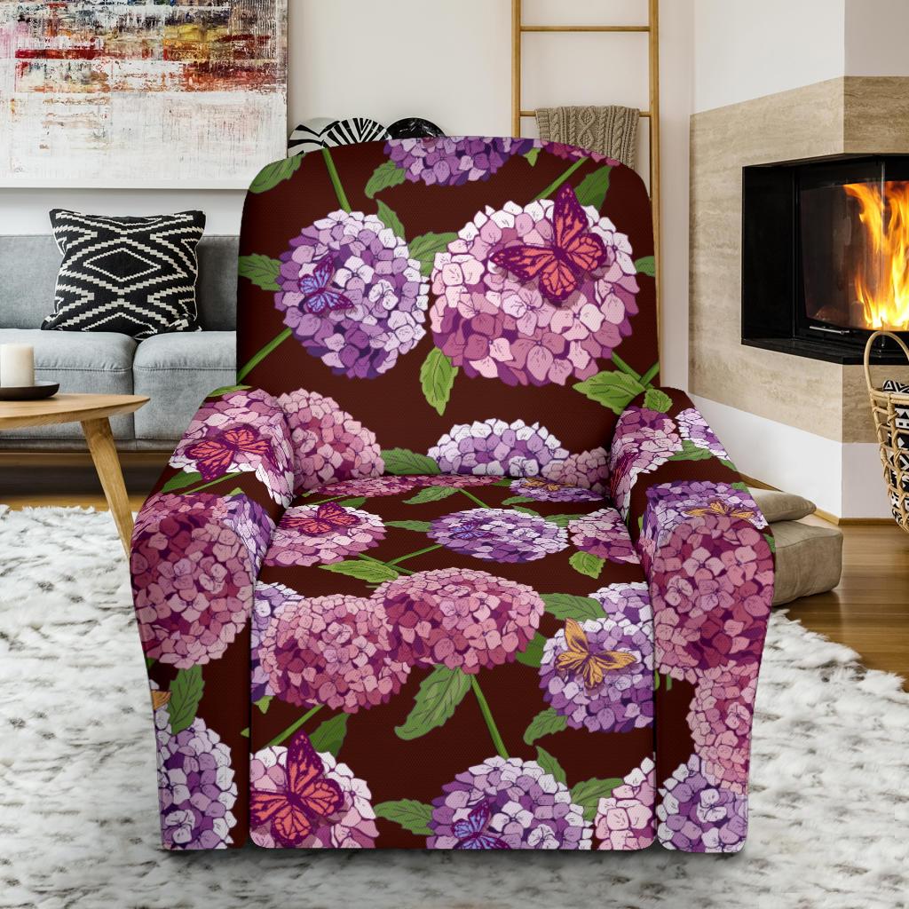Hydrangea Pattern Print Design HD08 Recliner Slipcover-JORJUNE.COM