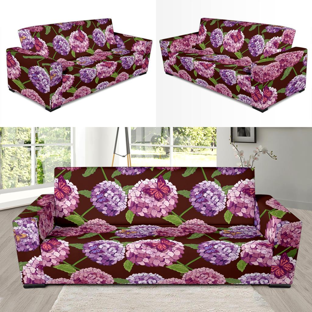 Hydrangea Pattern Print Design HD08 Sofa Slipcover-JORJUNE.COM