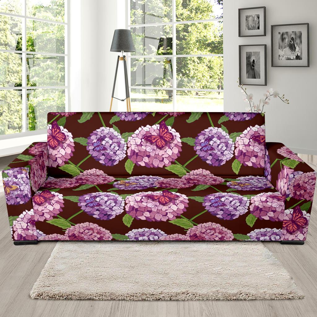 Hydrangea Pattern Print Design HD08 Sofa Slipcover-JORJUNE.COM