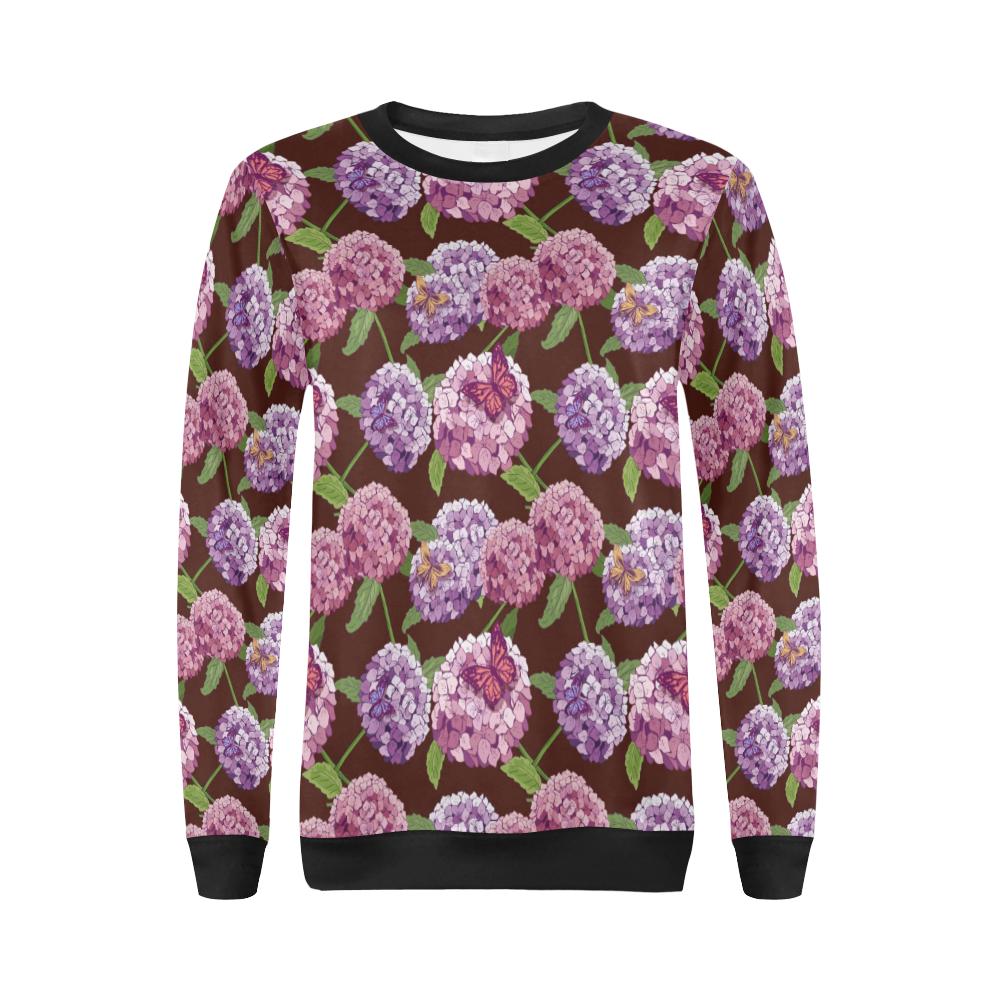 Hydrangea Pattern Print Design HD08 Women Long Sleeve Sweatshirt-JorJune