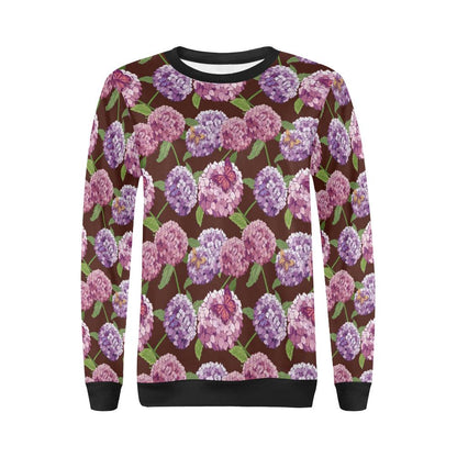 Hydrangea Pattern Print Design HD08 Women Long Sleeve Sweatshirt-JorJune