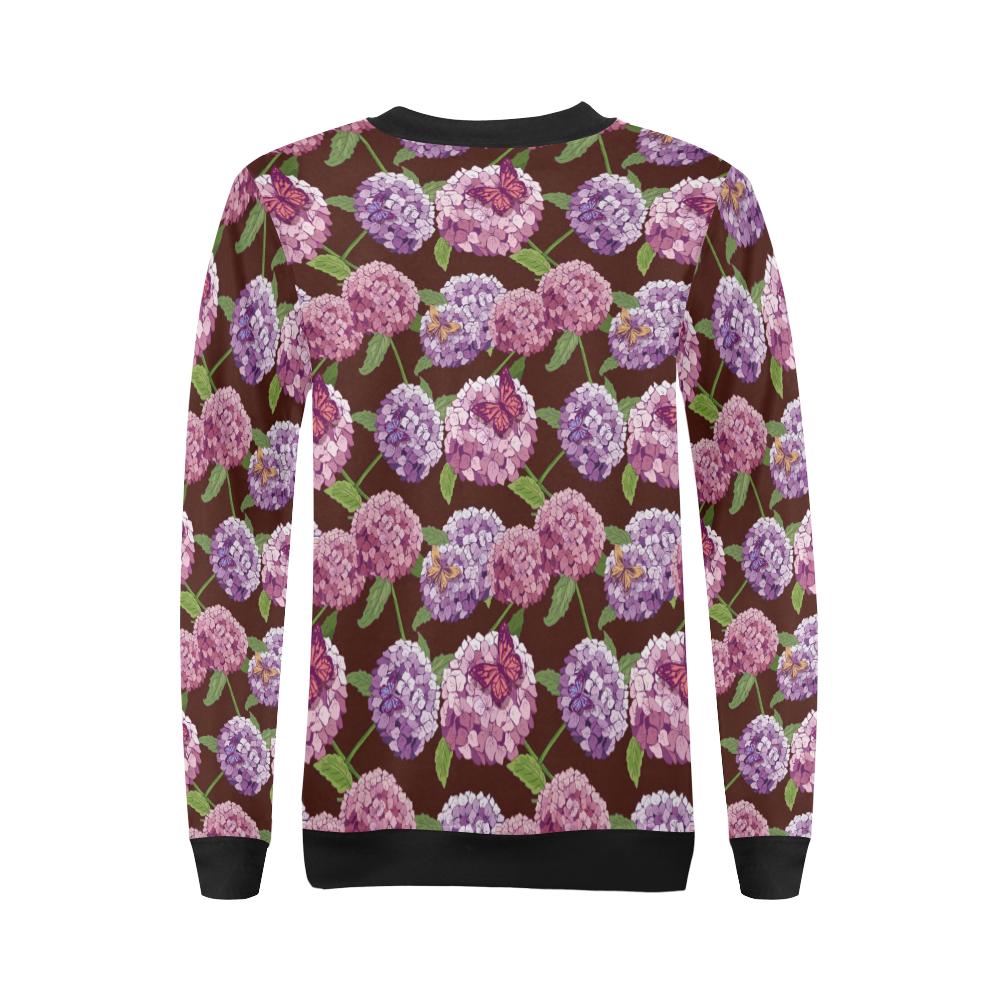 Hydrangea Pattern Print Design HD08 Women Long Sleeve Sweatshirt-JorJune