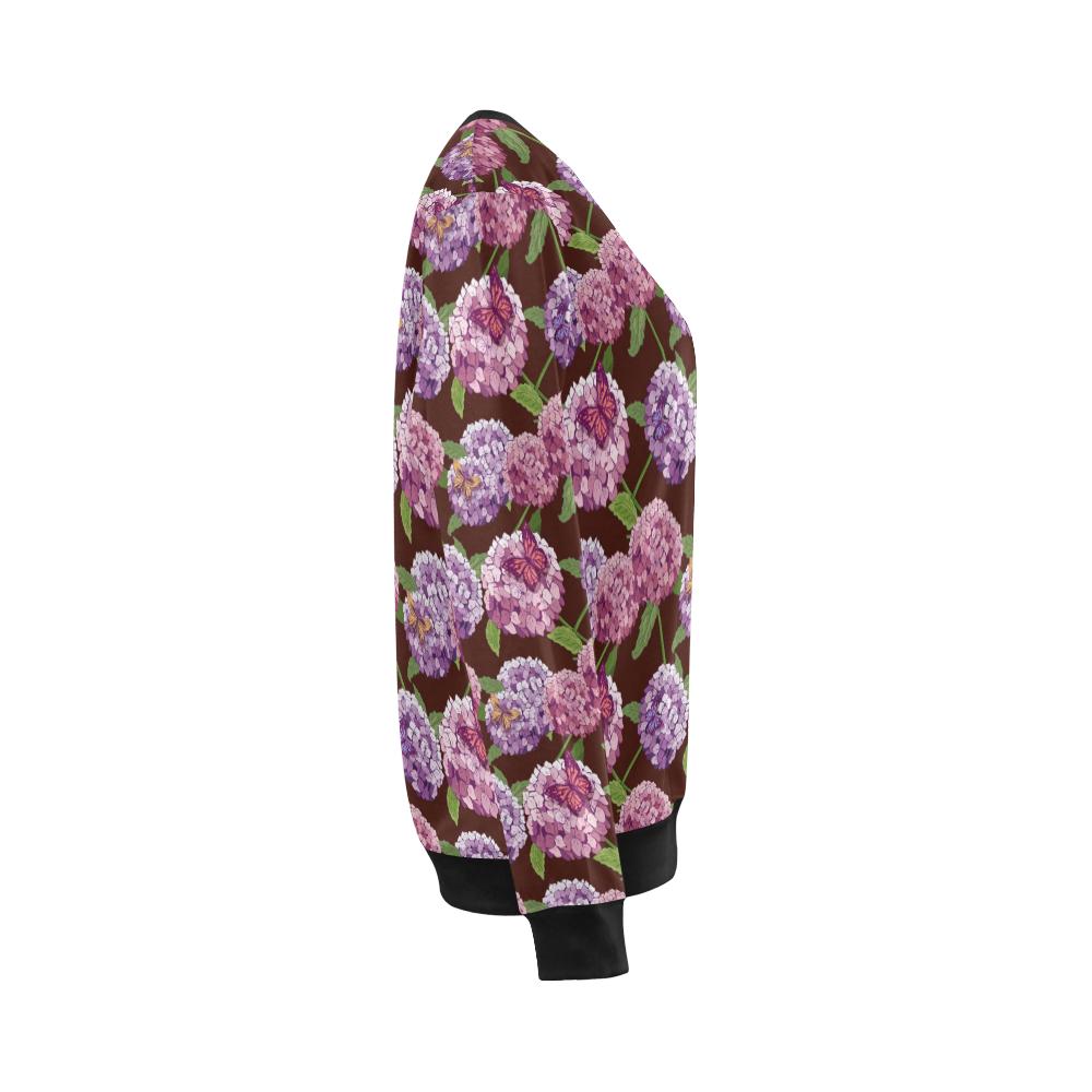 Hydrangea Pattern Print Design HD08 Women Long Sleeve Sweatshirt-JorJune