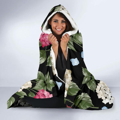 Hydrangea Pattern Print Design HD09 Hooded Blanket-JORJUNE.COM