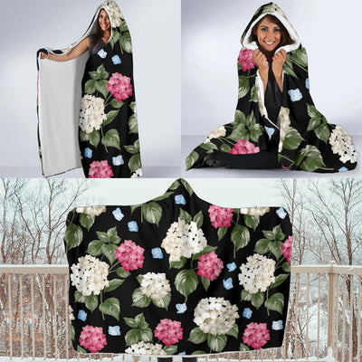 Hydrangea Pattern Print Design HD09 Hooded Blanket-JORJUNE.COM