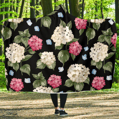 Hydrangea Pattern Print Design HD09 Hooded Blanket-JORJUNE.COM