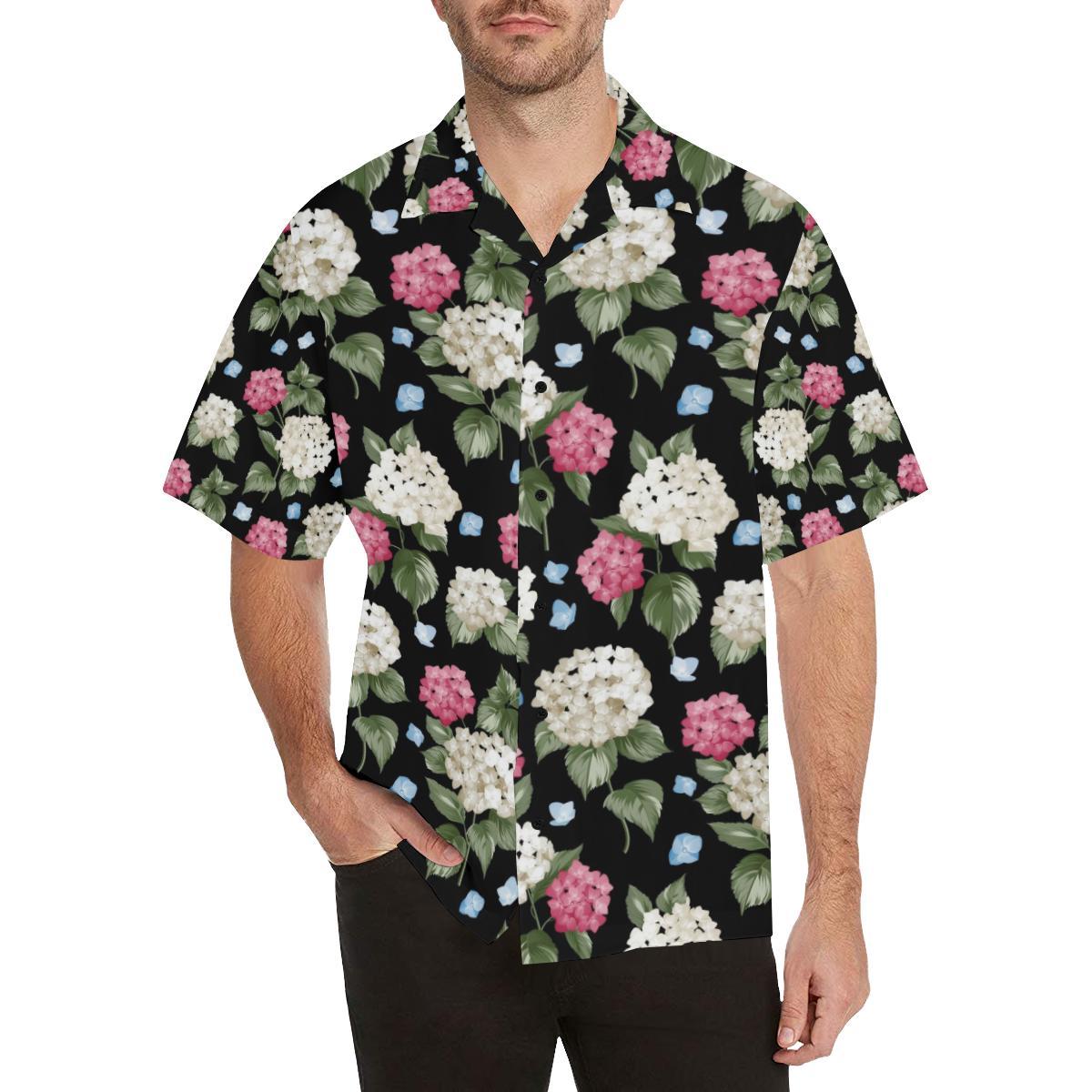 Hydrangea Pattern Print Design HD09 Men Hawaiian Shirt-JorJune