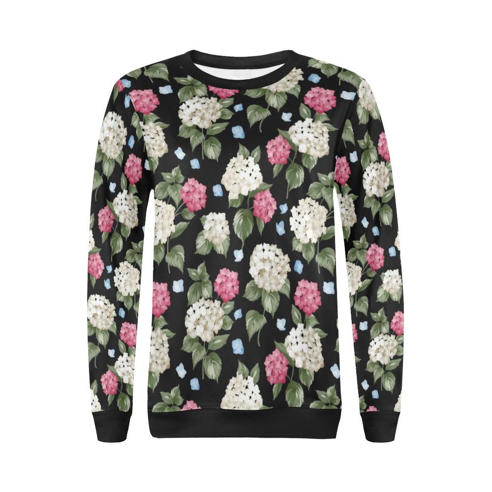 Hydrangea Pattern Print Design HD09 Women Long Sleeve Sweatshirt-JorJune