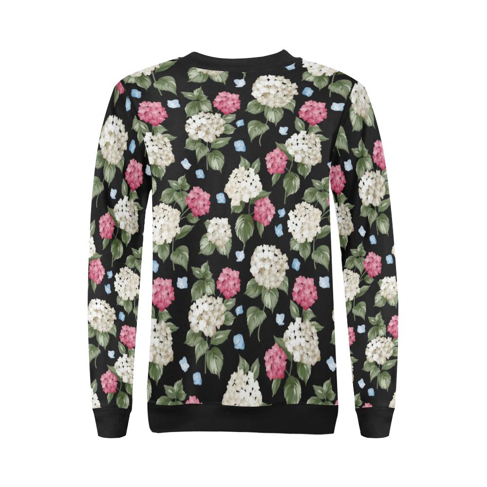 Hydrangea Pattern Print Design HD09 Women Long Sleeve Sweatshirt-JorJune