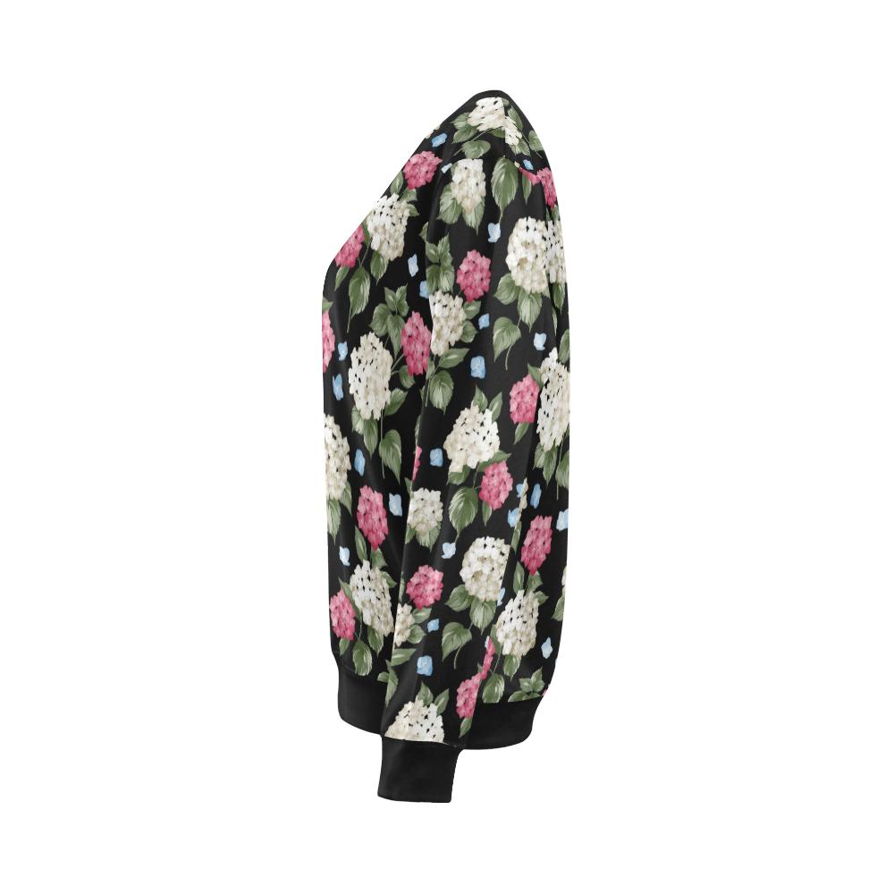 Hydrangea Pattern Print Design HD09 Women Long Sleeve Sweatshirt-JorJune