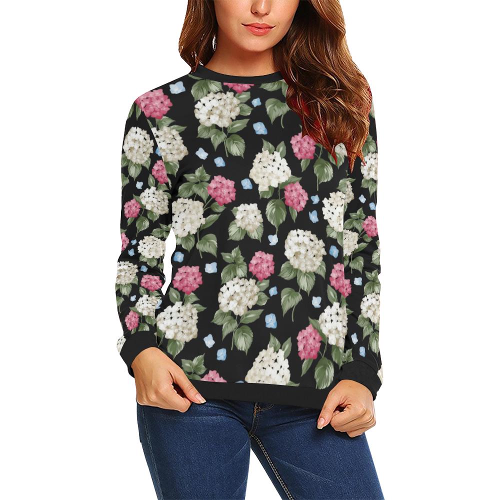 Hydrangea Pattern Print Design HD09 Women Long Sleeve Sweatshirt-JorJune