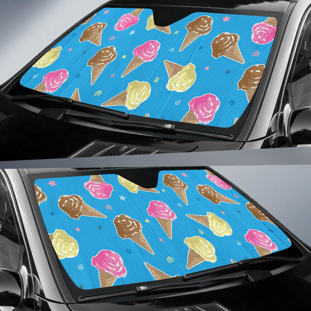 Ice Cream Pattern Print Design 01 Car Sun Shades-JORJUNE.COM