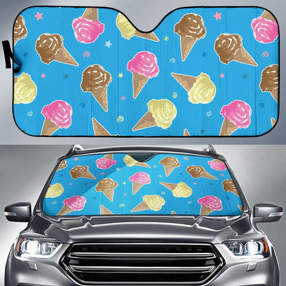 Ice Cream Pattern Print Design 01 Car Sun Shades-JORJUNE.COM