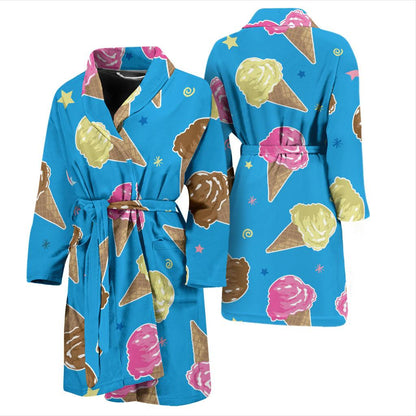 Ice Cream Pattern Print Design 01 Men Bathrobe-JORJUNE.COM
