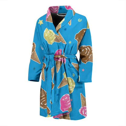 Ice Cream Pattern Print Design 01 Men Bathrobe-JORJUNE.COM