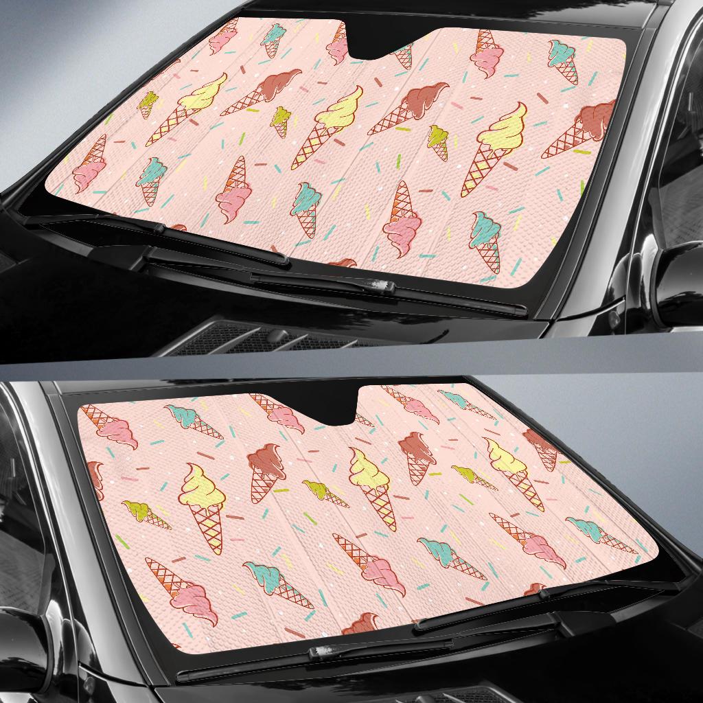 Ice Cream Pattern Print Design 02 Car Sun Shades-JORJUNE.COM