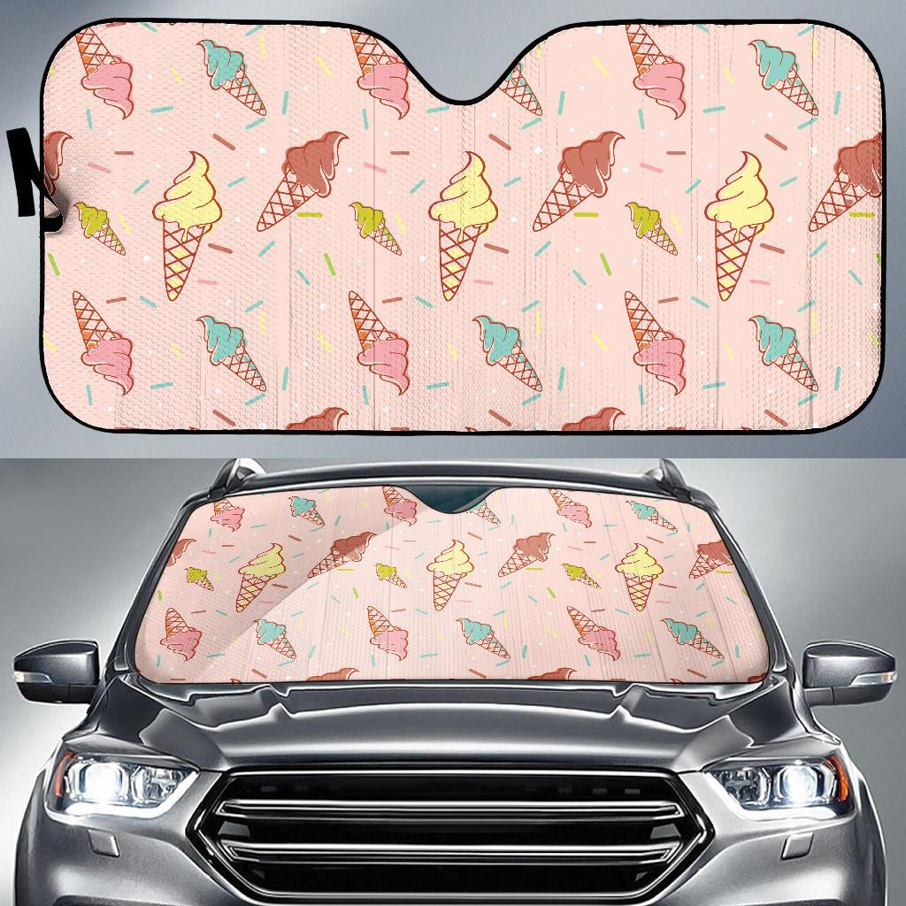 Ice Cream Pattern Print Design 02 Car Sun Shades-JORJUNE.COM