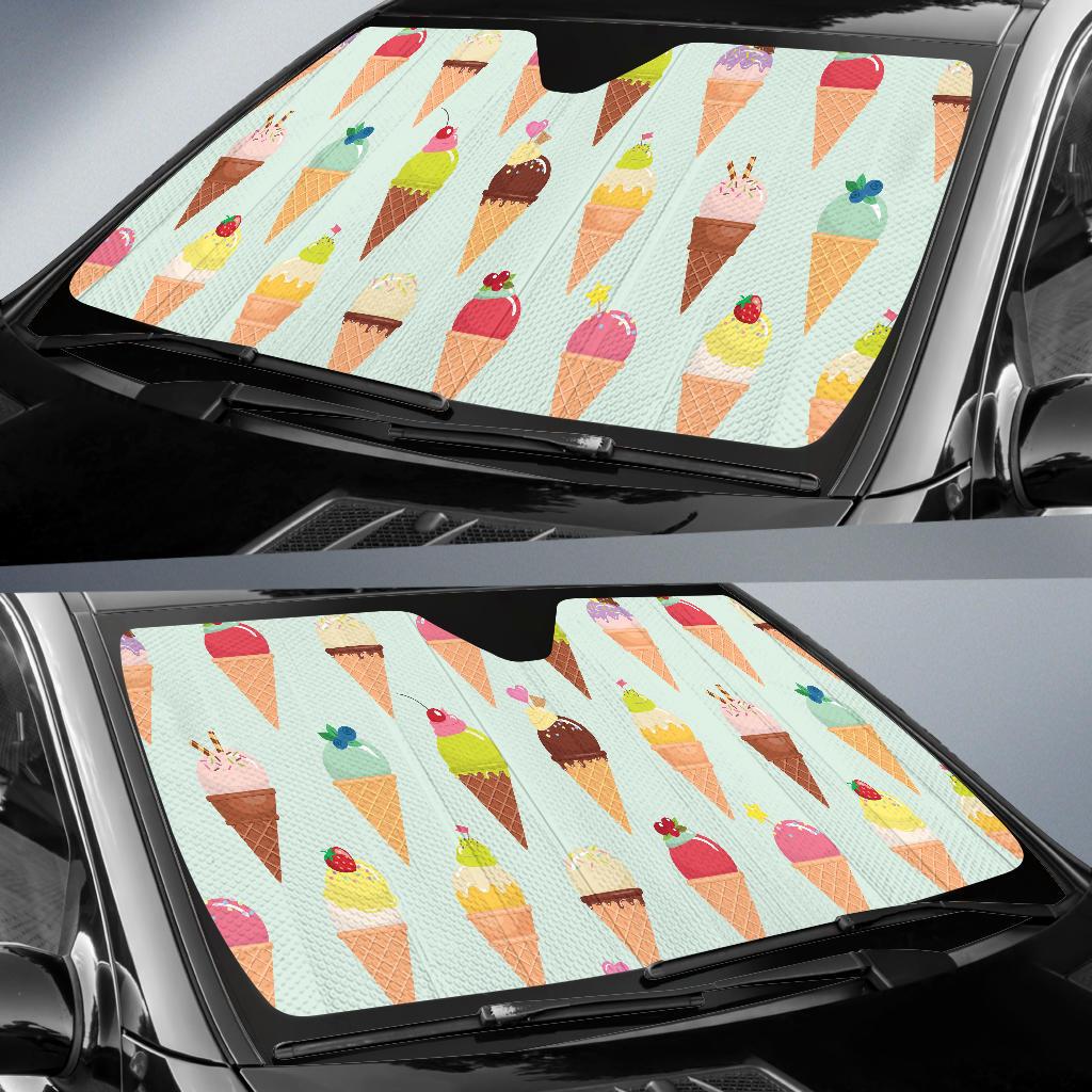 Ice Cream Pattern Print Design 03 Car Sun Shades-JORJUNE.COM